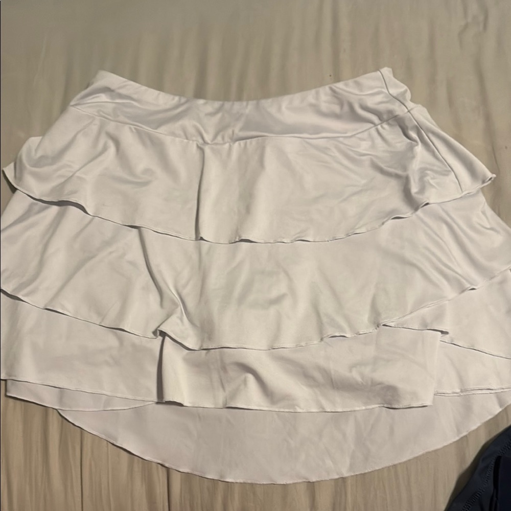 Kyodan Cream Bubble Mini Skirt Tiered Resort Wear